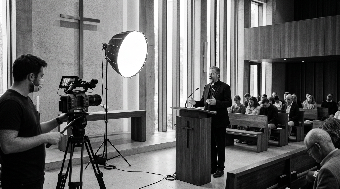 Church sermon being filmed